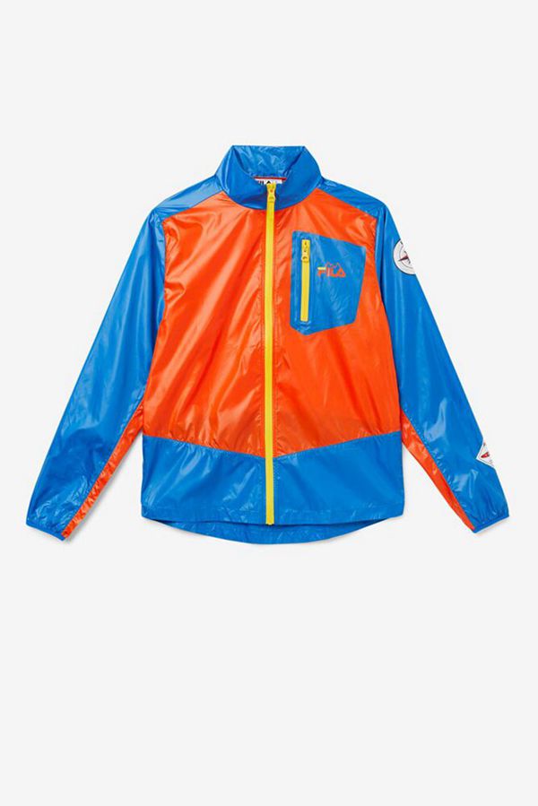 Fila Pinnacle Men's Jackets - Orange/Blue/Lemon,NZ 903-95873